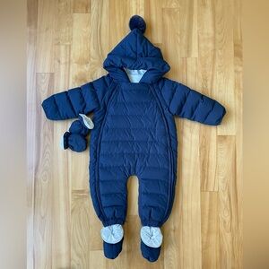 Cozy Navy Blue Kids Puffer Snowsuit